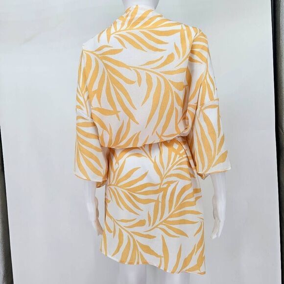 Maison Du Soir Kimono Robe Palm Yellow M/L - Picture 3 of 6